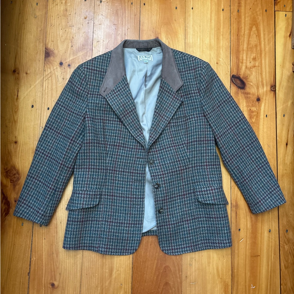 L.L. Bean Brown Suede Collar Blazer 100% wool